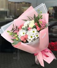 Букет цветов из:  Розы, Лизиантусы и Хризантемы в Ново-Щедринской